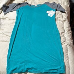 Teal and Gray Raglan Sleeve Dress